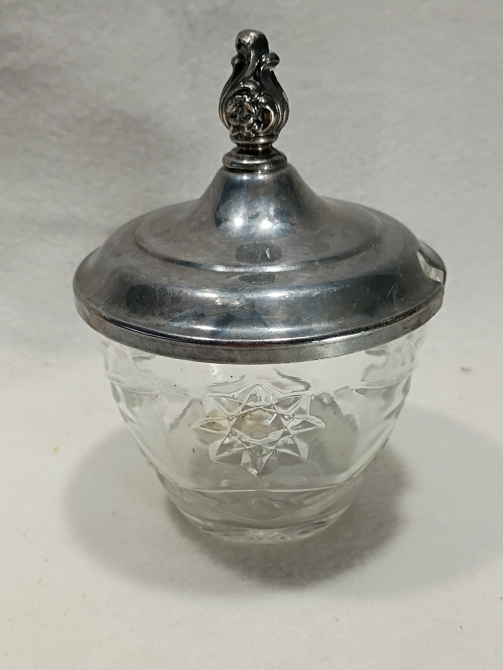 WM Rogers Glass Jam 'n Jelly Condiment Jar With Lid Vintage